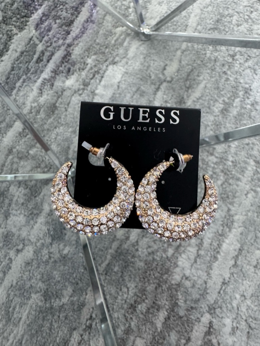 Gold Guess Rhinestone Earrings! - Picture 3 of 3